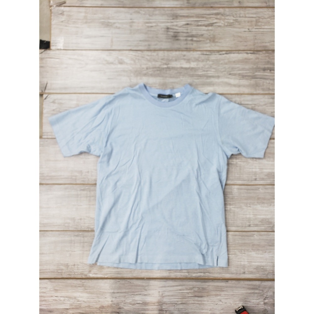 Ermenegildo Zegna Mens XL Blue Cotton Tencel Knit Short Sleeve T-Shirt